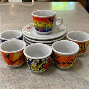 Saturnia IL Balli (The dances) espresso mugs and saucers made in Italy